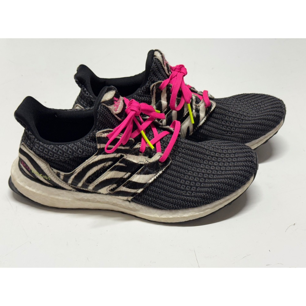 Adidas Ultraboost Zebra Fur Accents Pink Laces‎ Men's Running Shoes 8.5